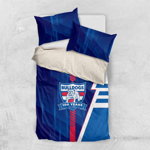 Western Bulldogs Bedding Set Modern Geometric Sports Graphic Style