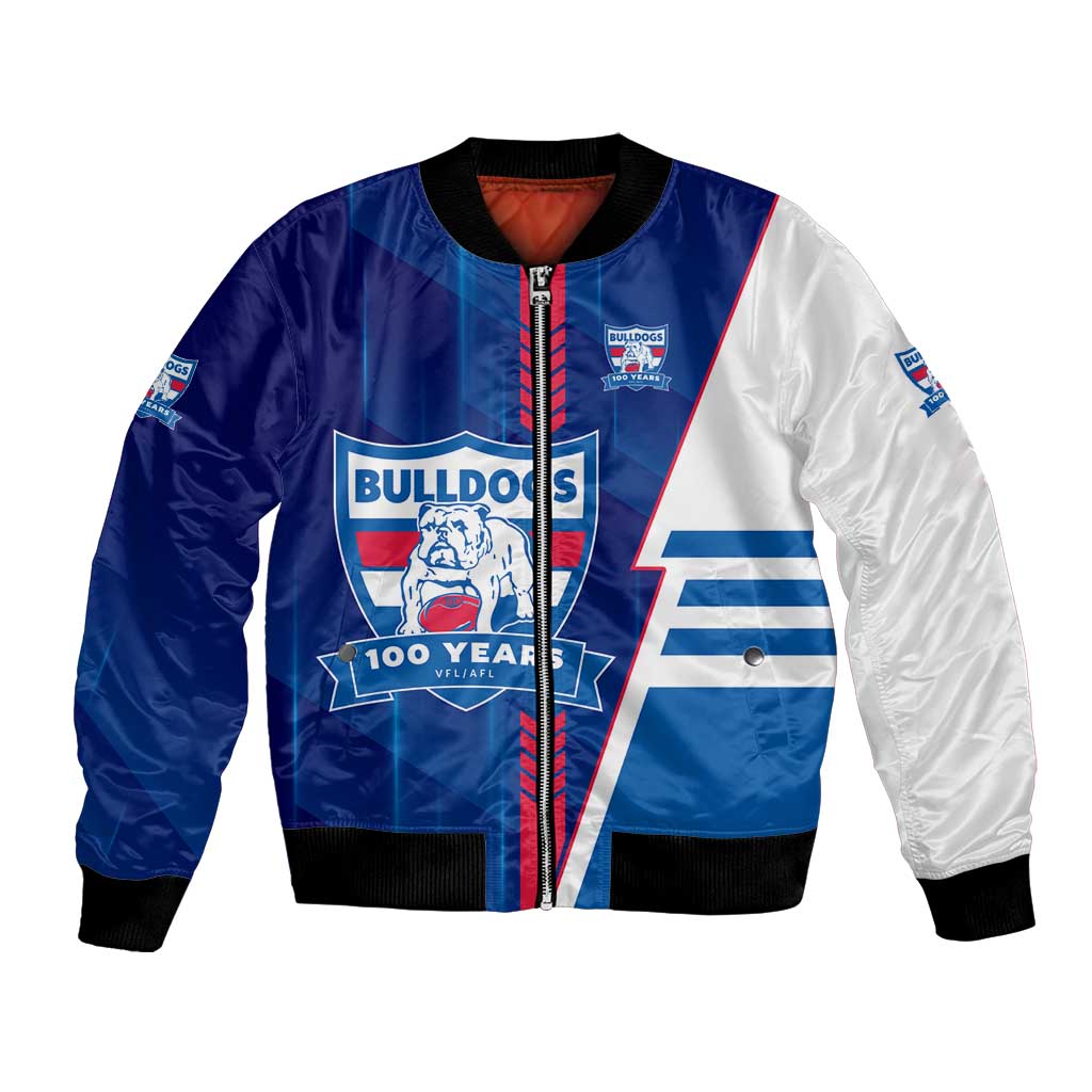 Personalized Western Bulldogs Bomber Jacket Modern Geometric Sports Graphic Style