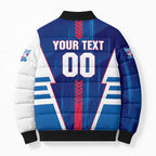 Personalized Western Bulldogs Bomber Puffer Jacket Modern Geometric Sports Graphic Style