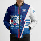 Personalized Western Bulldogs Bomber Puffer Jacket Modern Geometric Sports Graphic Style