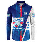 Personalized Western Bulldogs Button Sweatshirt Modern Geometric Sports Graphic Style