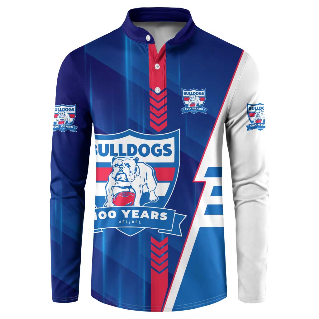 Personalized Western Bulldogs Button Sweatshirt Modern Geometric Sports Graphic Style