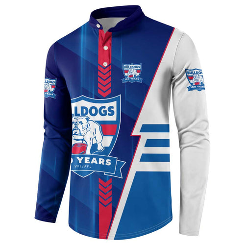 Personalized Western Bulldogs Button Sweatshirt Modern Geometric Sports Graphic Style