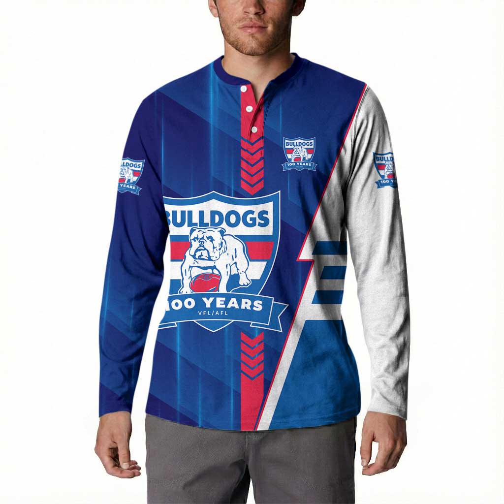 Personalized Western Bulldogs Button Sweatshirt Modern Geometric Sports Graphic Style