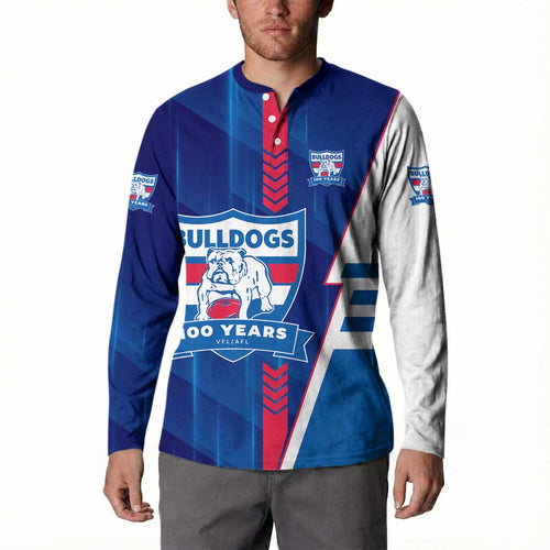 Personalized Western Bulldogs Button Sweatshirt Modern Geometric Sports Graphic Style