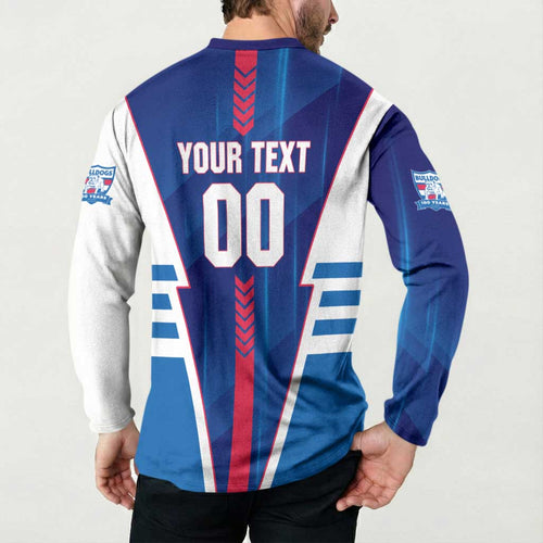 Personalized Western Bulldogs Button Sweatshirt Modern Geometric Sports Graphic Style