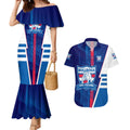 Personalized Western Bulldogs Couples Matching Mermaid Dress and Hawaiian Shirt Modern Geometric Sports Graphic Style