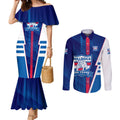 Personalized Western Bulldogs Couples Matching Mermaid Dress and Long Sleeve Button Shirt Modern Geometric Sports Graphic Style