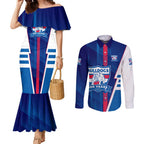 Personalized Western Bulldogs Couples Matching Mermaid Dress and Long Sleeve Button Shirt Modern Geometric Sports Graphic Style