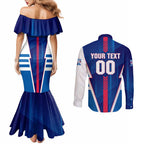 Personalized Western Bulldogs Couples Matching Mermaid Dress and Long Sleeve Button Shirt Modern Geometric Sports Graphic Style