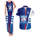 Personalized Western Bulldogs Couples Matching Tank Maxi Dress and Hawaiian Shirt Modern Geometric Sports Graphic Style