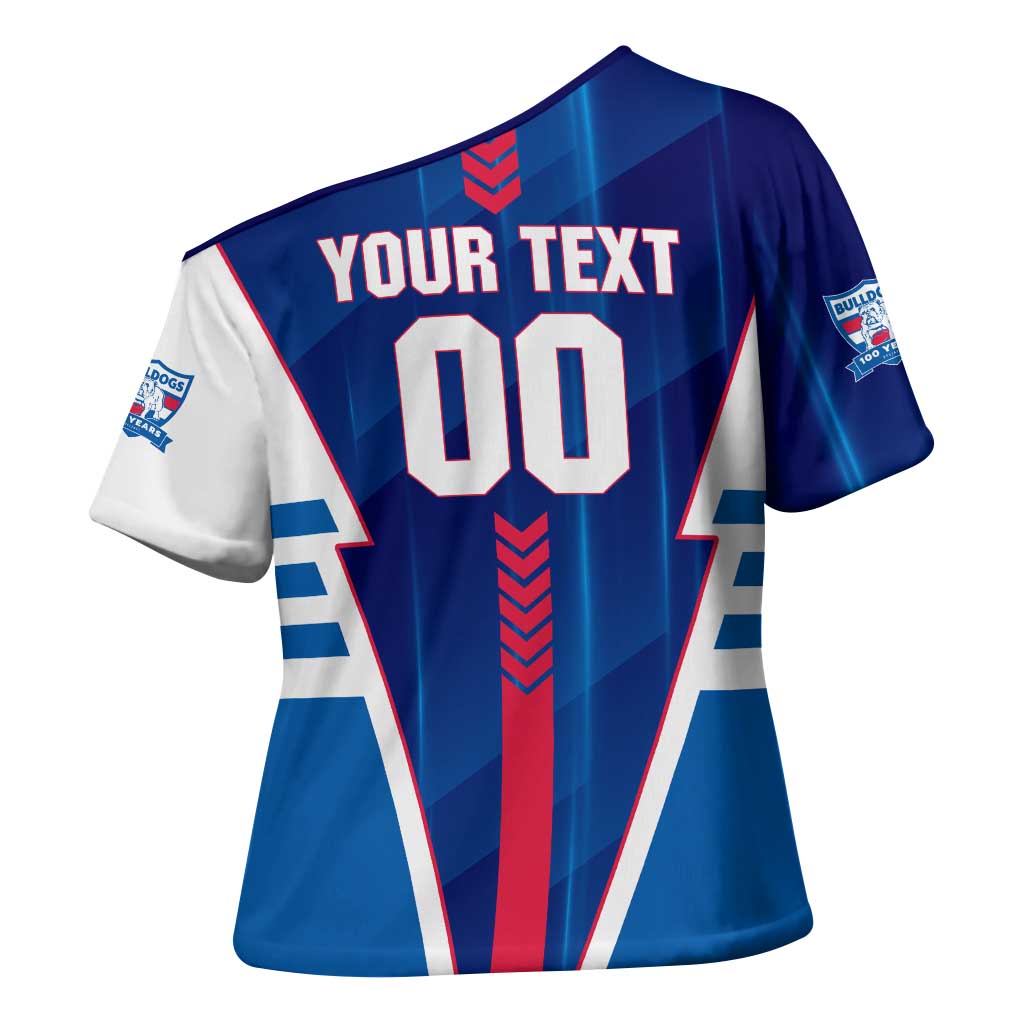 Personalized Western Bulldogs Cross Shoulder Shirt Modern Geometric Sports Graphic Style
