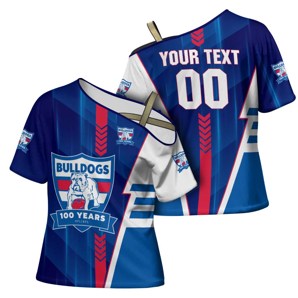 Personalized Western Bulldogs Cross Shoulder Shirt Modern Geometric Sports Graphic Style