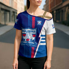 Personalized Western Bulldogs Cross Shoulder Shirt Modern Geometric Sports Graphic Style