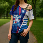 Personalized Western Bulldogs Cross Shoulder Shirt Modern Geometric Sports Graphic Style