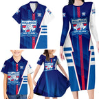 Personalized Western Bulldogs Family Matching Long Sleeve Bodycon Dress and Hawaiian Shirt Modern Geometric Sports Graphic Style