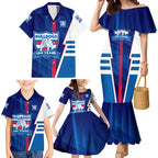 Personalized Western Bulldogs Family Matching Mermaid Dress and Hawaiian Shirt Modern Geometric Sports Graphic Style