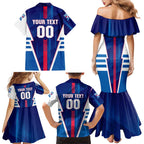 Personalized Western Bulldogs Family Matching Mermaid Dress and Hawaiian Shirt Modern Geometric Sports Graphic Style