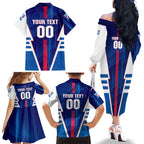 Personalized Western Bulldogs Family Matching Off The Shoulder Long Sleeve Dress and Hawaiian Shirt Modern Geometric Sports Graphic Style