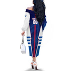 Personalized Western Bulldogs Family Matching Off The Shoulder Long Sleeve Dress and Hawaiian Shirt Modern Geometric Sports Graphic Style