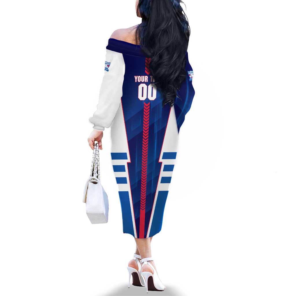 Personalized Western Bulldogs Family Matching Off The Shoulder Long Sleeve Dress and Hawaiian Shirt Modern Geometric Sports Graphic Style