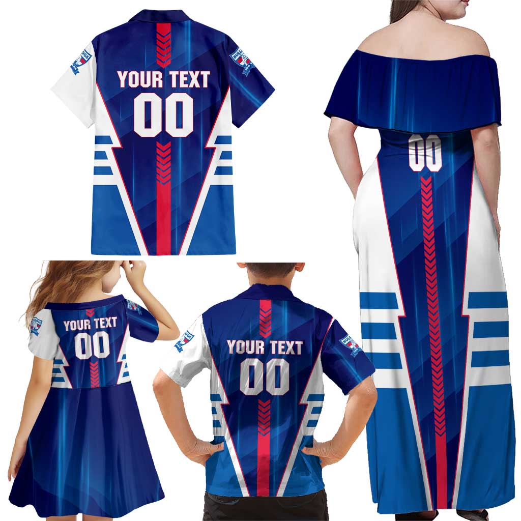 Personalized Western Bulldogs Family Matching Off Shoulder Maxi Dress and Hawaiian Shirt Modern Geometric Sports Graphic Style