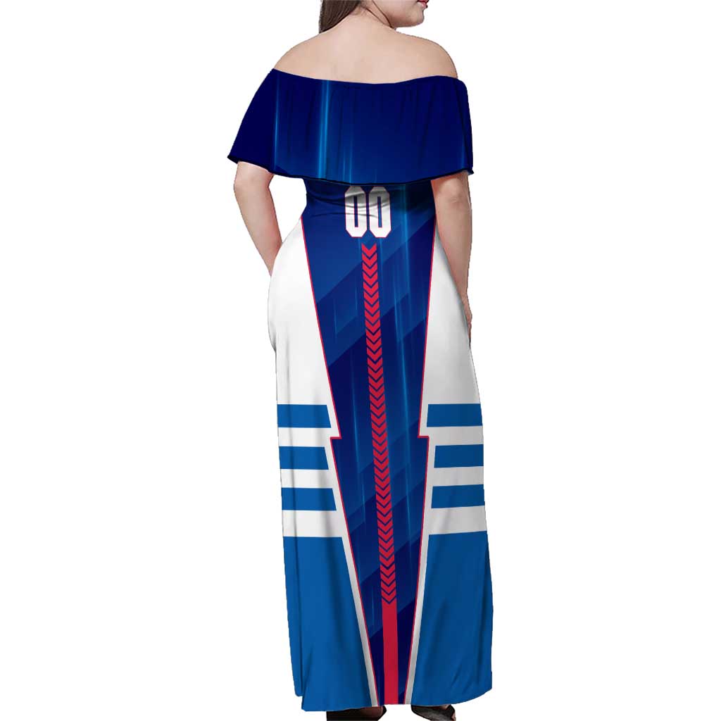 Personalized Western Bulldogs Family Matching Off Shoulder Maxi Dress and Hawaiian Shirt Modern Geometric Sports Graphic Style