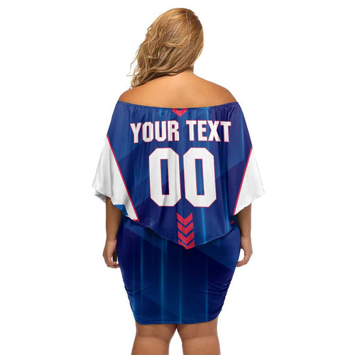 Personalized Western Bulldogs Family Matching Off Shoulder Short Dress and Hawaiian Shirt Modern Geometric Sports Graphic Style
