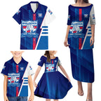 Personalized Western Bulldogs Family Matching Puletasi and Hawaiian Shirt Modern Geometric Sports Graphic Style