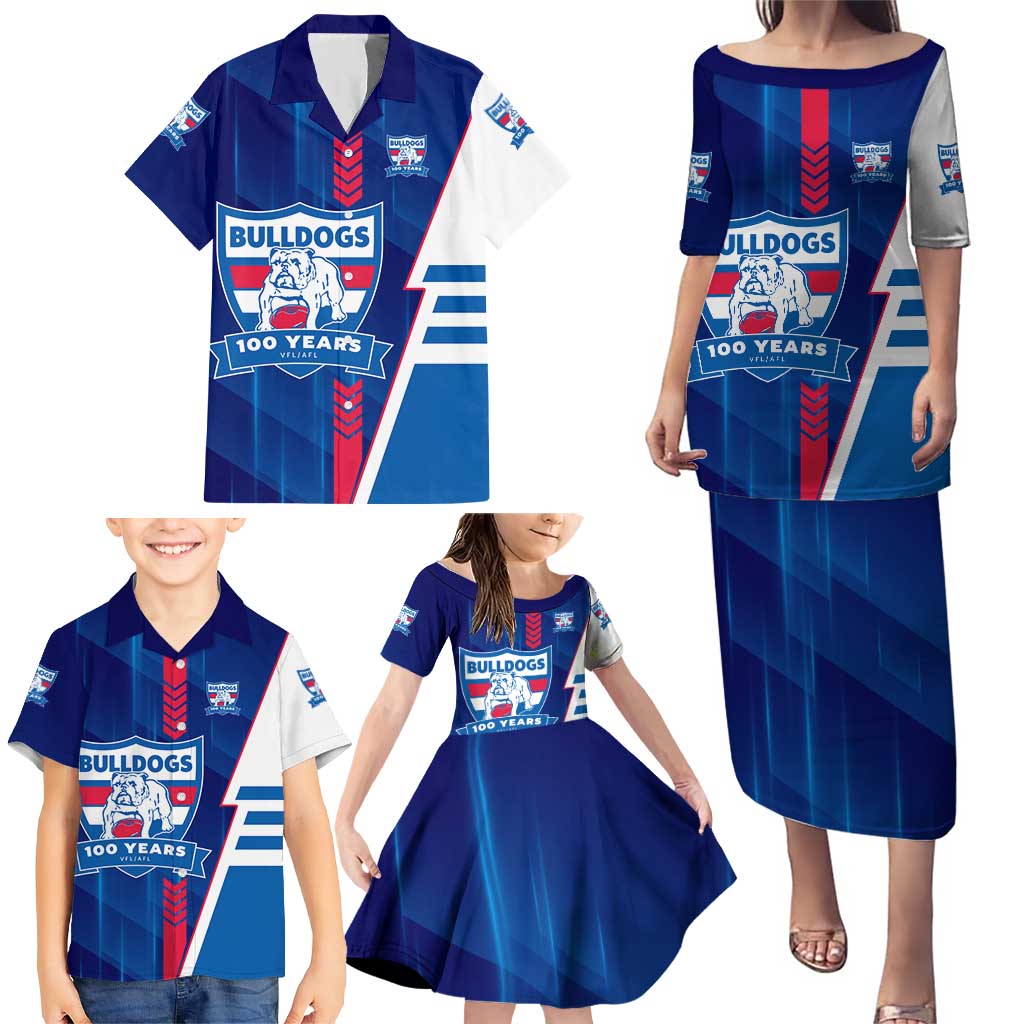 Personalized Western Bulldogs Family Matching Puletasi and Hawaiian Shirt Modern Geometric Sports Graphic Style