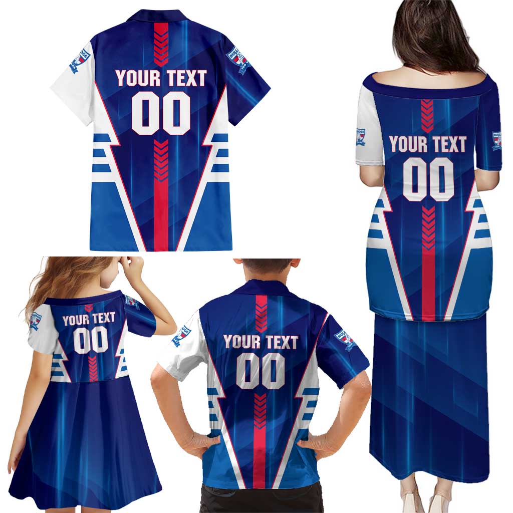 Personalized Western Bulldogs Family Matching Puletasi and Hawaiian Shirt Modern Geometric Sports Graphic Style