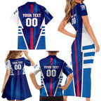 Personalized Western Bulldogs Family Matching Short Sleeve Bodycon Dress and Hawaiian Shirt Modern Geometric Sports Graphic Style