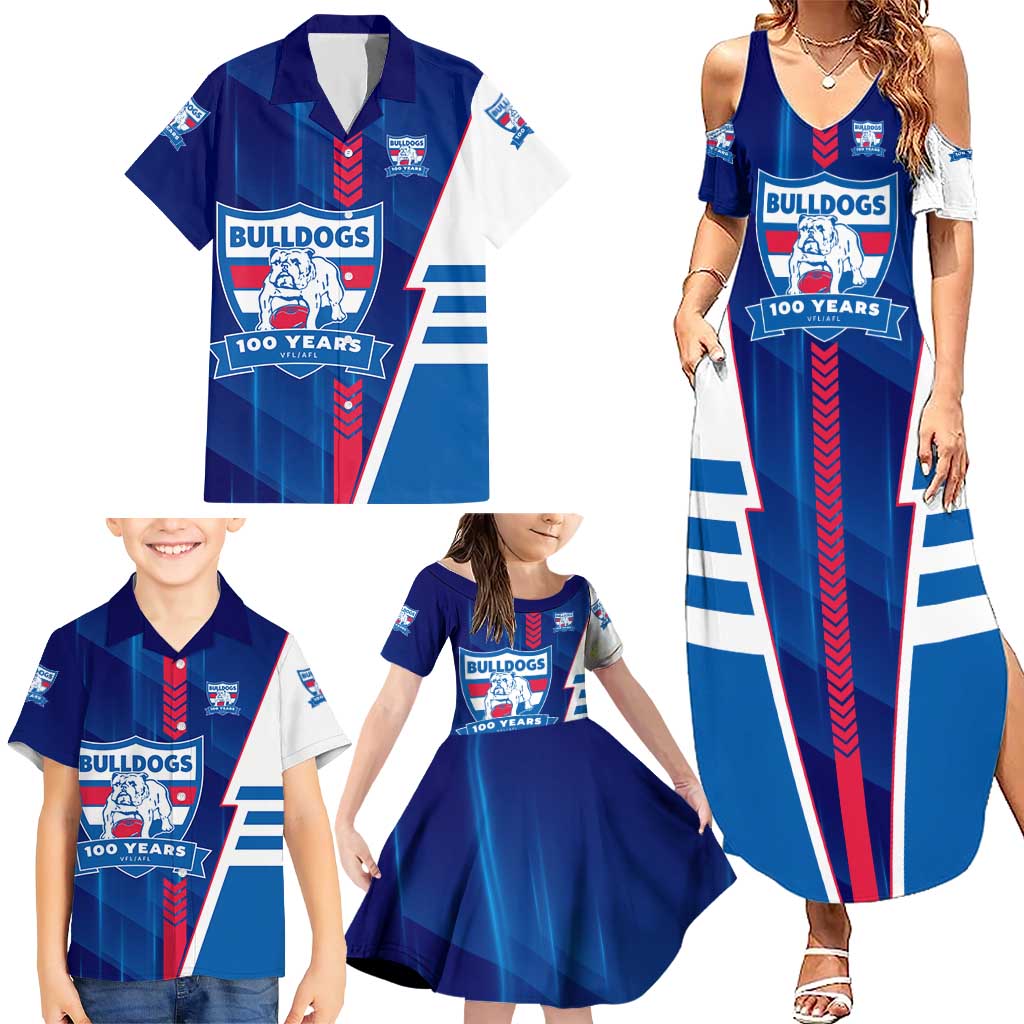 Personalized Western Bulldogs Family Matching Summer Maxi Dress and Hawaiian Shirt Modern Geometric Sports Graphic Style