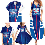 Personalized Western Bulldogs Family Matching Summer Maxi Dress and Hawaiian Shirt Modern Geometric Sports Graphic Style