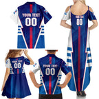 Personalized Western Bulldogs Family Matching Summer Maxi Dress and Hawaiian Shirt Modern Geometric Sports Graphic Style