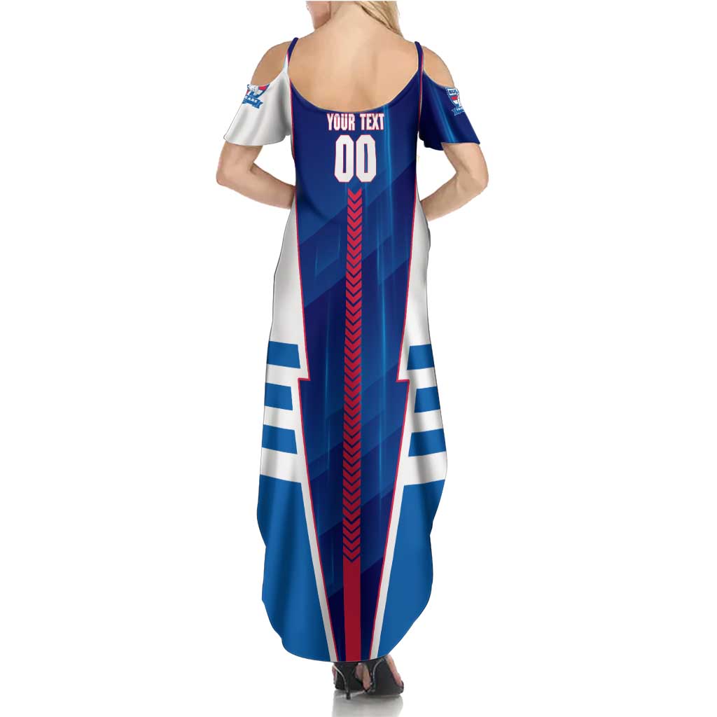Personalized Western Bulldogs Family Matching Summer Maxi Dress and Hawaiian Shirt Modern Geometric Sports Graphic Style