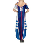 Personalized Western Bulldogs Family Matching Summer Maxi Dress and Hawaiian Shirt Modern Geometric Sports Graphic Style