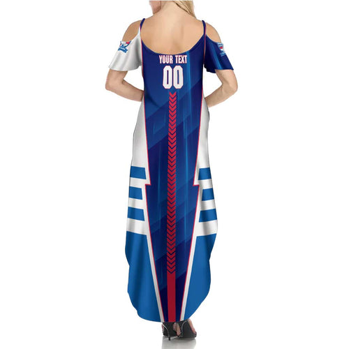 Personalized Western Bulldogs Family Matching Summer Maxi Dress and Hawaiian Shirt Modern Geometric Sports Graphic Style