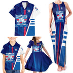 Personalized Western Bulldogs Family Matching Tank Maxi Dress and Hawaiian Shirt Modern Geometric Sports Graphic Style