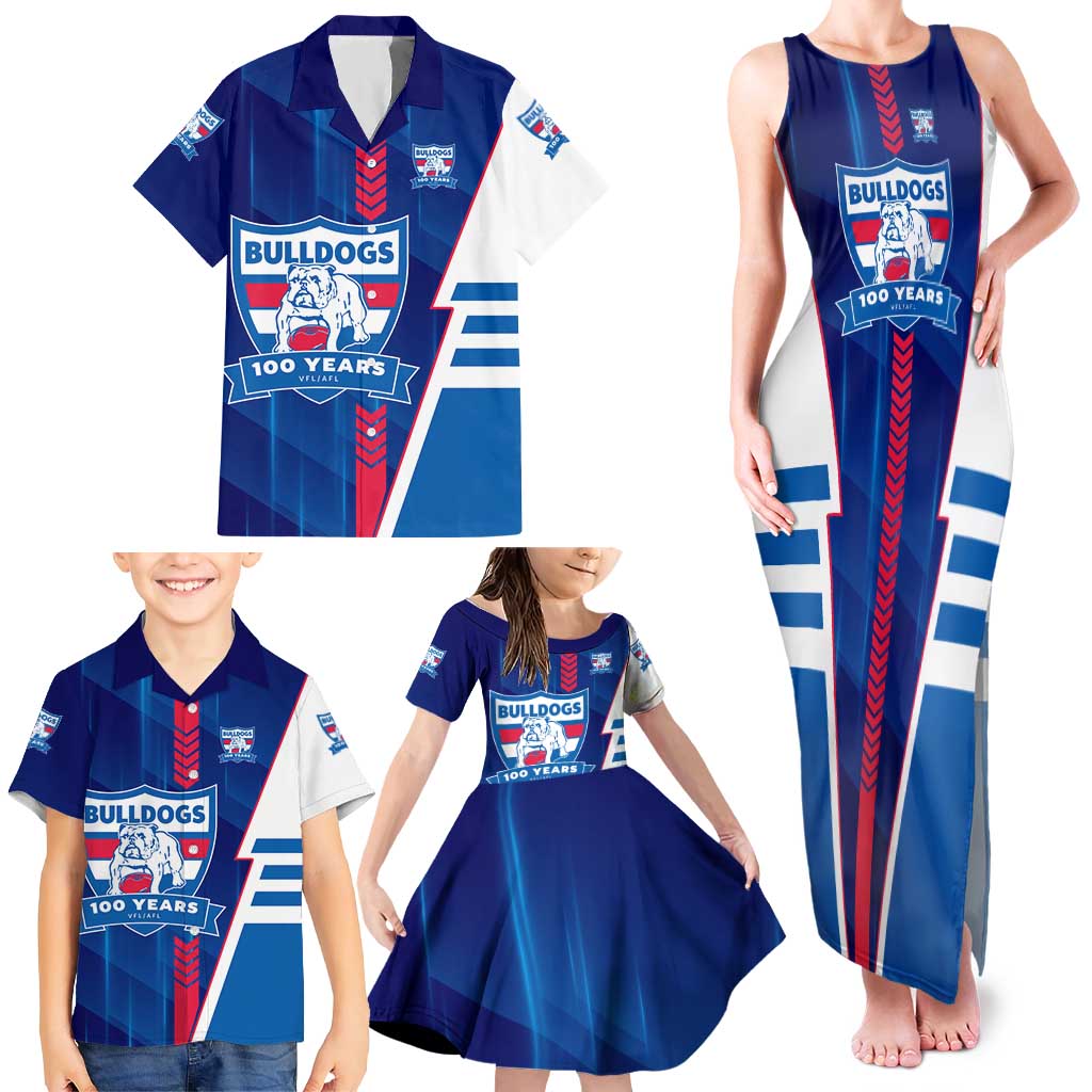 Personalized Western Bulldogs Family Matching Tank Maxi Dress and Hawaiian Shirt Modern Geometric Sports Graphic Style