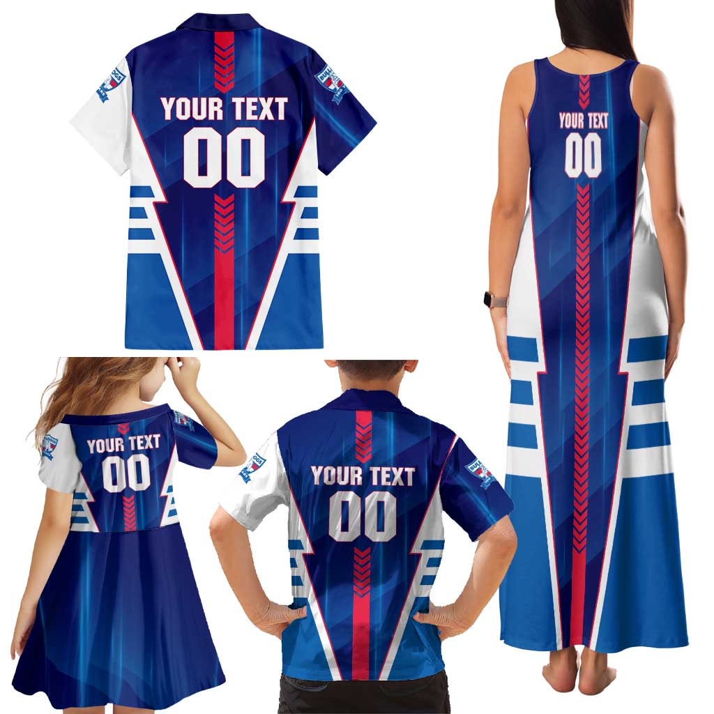 Personalized Western Bulldogs Family Matching Tank Maxi Dress and Hawaiian Shirt Modern Geometric Sports Graphic Style