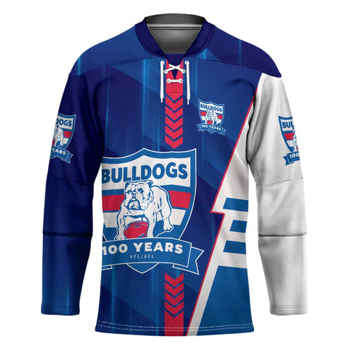 Personalized Western Bulldogs Hockey Jersey Modern Geometric Sports Graphic Style