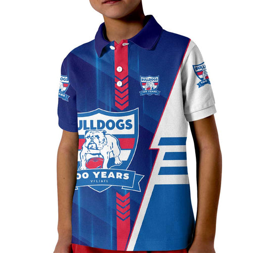 Personalized Western Bulldogs Kid Polo Shirt Modern Geometric Sports Graphic Style