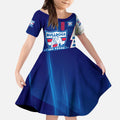 Personalized Western Bulldogs Kid Short Sleeve Dress Modern Geometric Sports Graphic Style