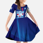 Personalized Western Bulldogs Kid Short Sleeve Dress Modern Geometric Sports Graphic Style