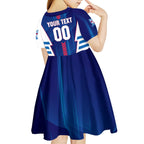 Personalized Western Bulldogs Kid Short Sleeve Dress Modern Geometric Sports Graphic Style