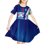 Personalized Western Bulldogs Kid Short Sleeve Dress Modern Geometric Sports Graphic Style