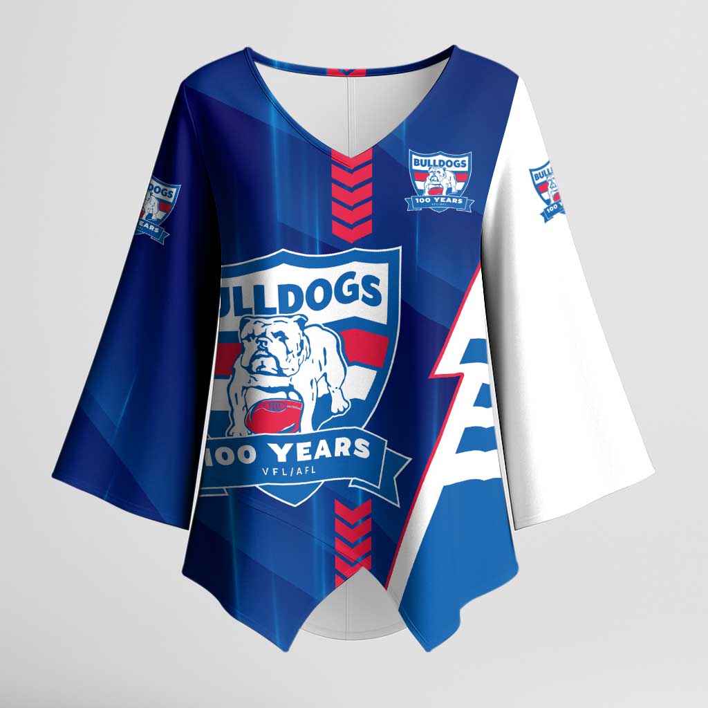 Personalized Western Bulldogs Kimono Sleeve Blouse Modern Geometric Sports Graphic Style