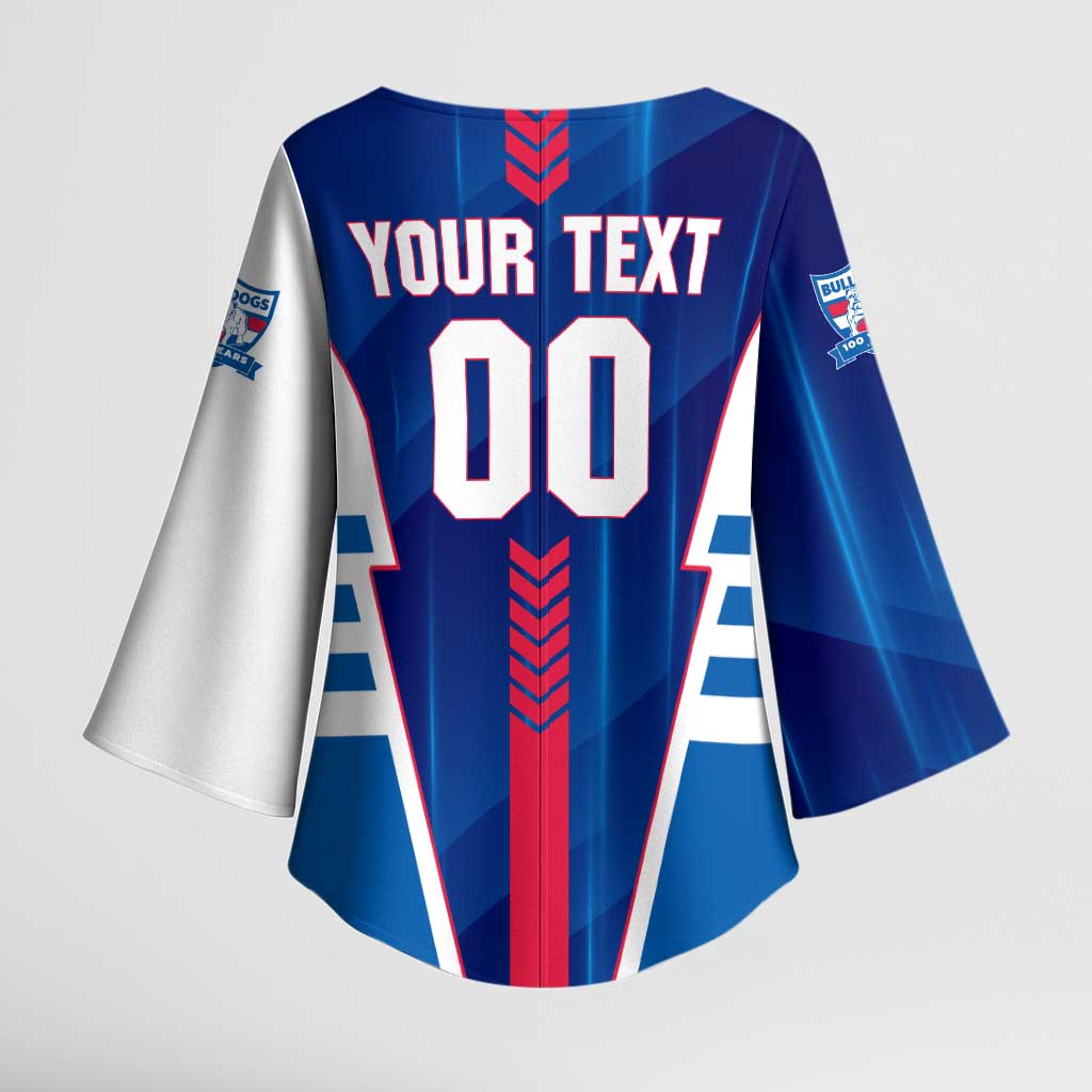 Personalized Western Bulldogs Kimono Sleeve Blouse Modern Geometric Sports Graphic Style