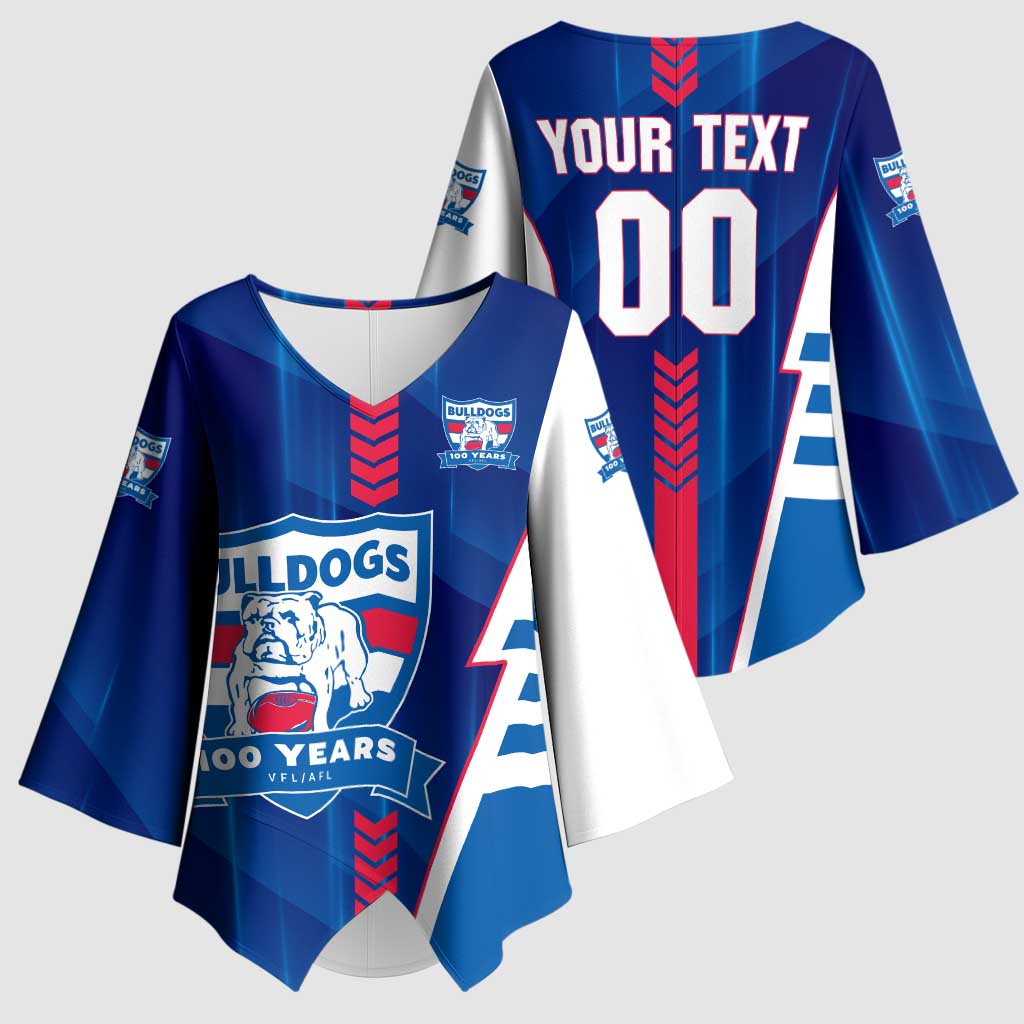 Personalized Western Bulldogs Kimono Sleeve Blouse Modern Geometric Sports Graphic Style